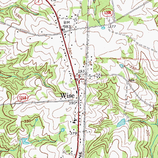 Topographic Map of Wise Post Office, NC