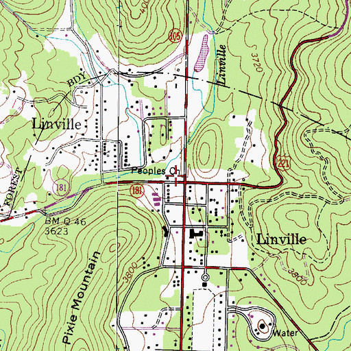 Topographic Map of Linville Post Office, NC