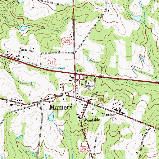 Topographic Map of Mamers Post Office, NC