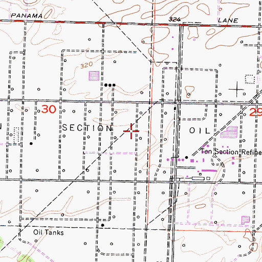 Topographic Map of Ten Section Oil Field, CA