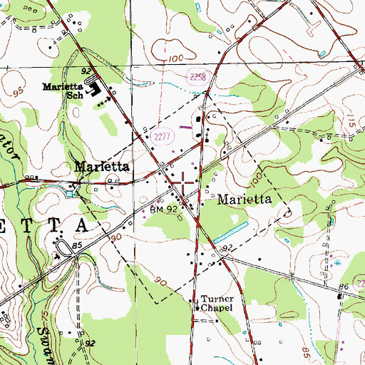 Topographic Map of Marietta Post Office, NC