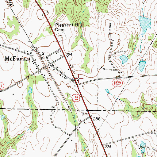 Topographic Map of McFarlan Post Office, NC