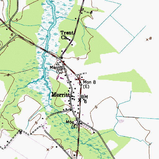 Topographic Map of Merritt Post Office, NC