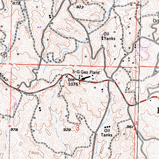 Topographic Map of Three-G Gas Plant, CA