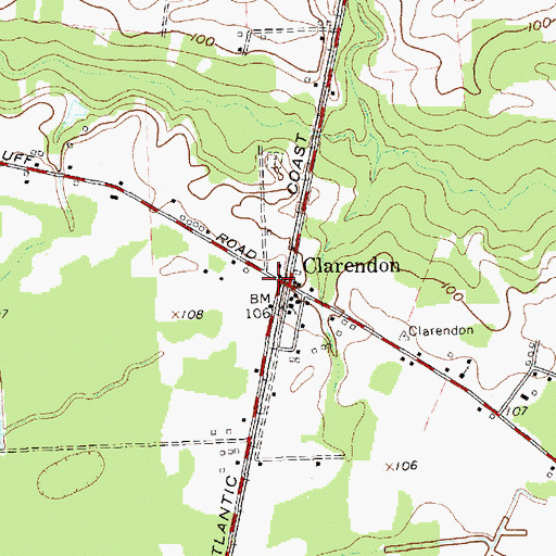 Topographic Map of Clarendon Post Office, NC