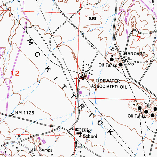 Topographic Map of Tidewater Associated Oil, CA