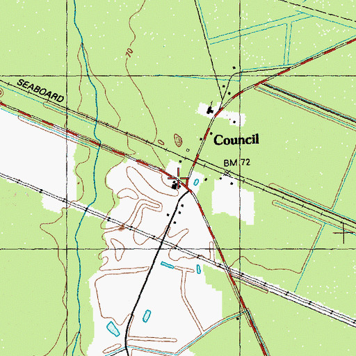 Topographic Map of Council Post Office, NC