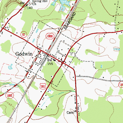 Topographic Map of Godwin Post Office, NC