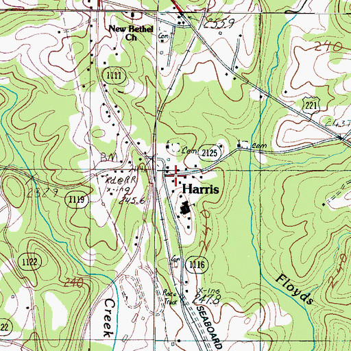 Topographic Map of Harris Post Office, NC