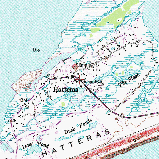 Topographic Map of Hatteras Post Office, NC
