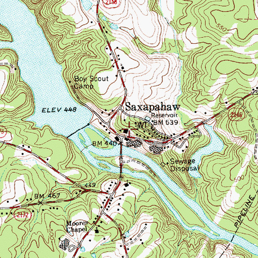 Topographic Map of Saxapahaw Post Office, NC