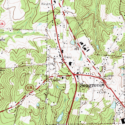 Topographic Map of Seagrove Post Office, NC