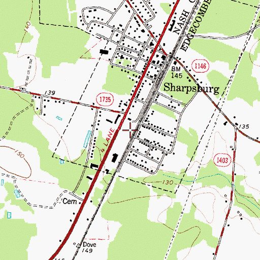 Topographic Map of Sharpsburg Post Office, NC