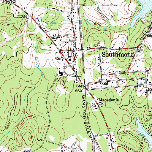 Topographic Map of Southmont Post Office, NC