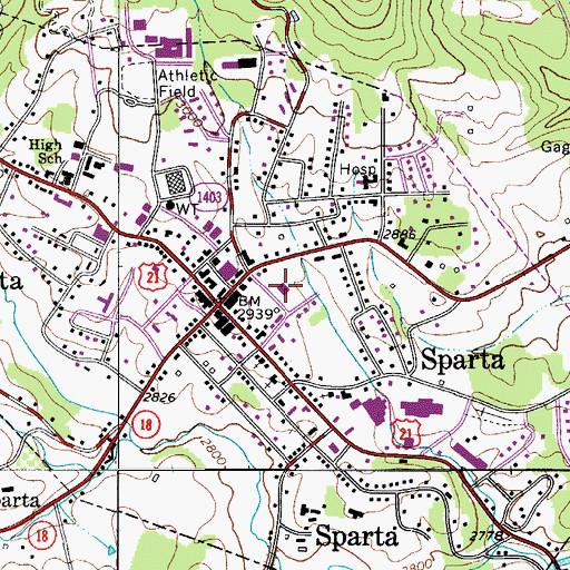 Topographic Map of Sparta Post Office, NC
