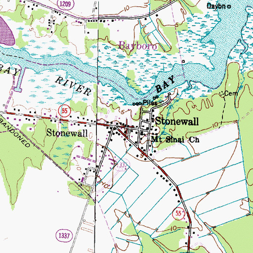 Topographic Map of Stonewall Post Office, NC