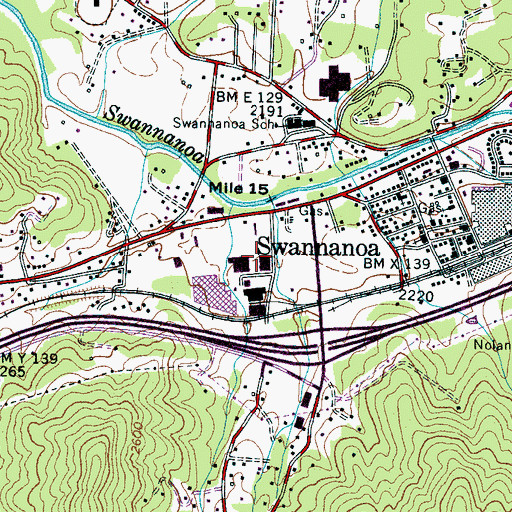 Topographic Map of Swannanoa Post Office, NC