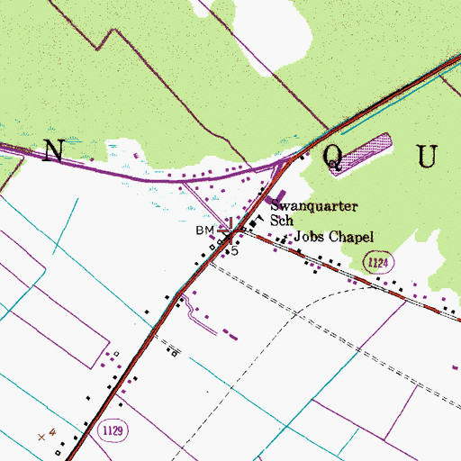 Topographic Map of Swanquarter Post Office, NC