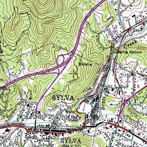 Topographic Map of Sylva Post Office, NC