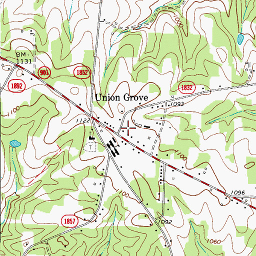 Topographic Map of Union Grove Post Office, NC
