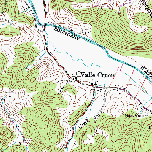 Topographic Map of Valle Crucis Post Office, NC