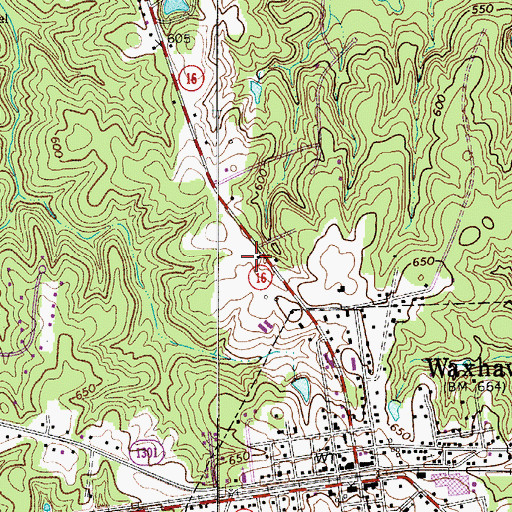 Topographic Map of Waxhaw Post Office, NC