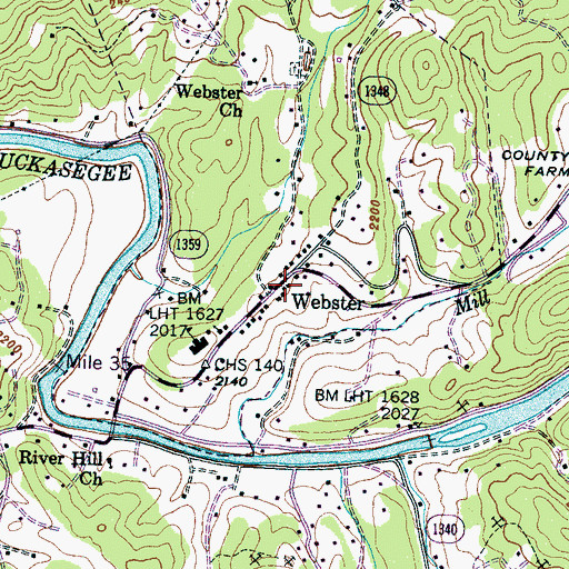 Topographic Map of Webster Post Office, NC
