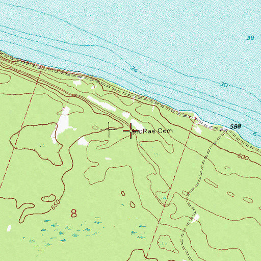 Topographic Map of McRae Cemetery, MI