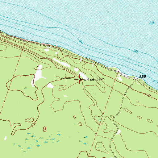 Topographic Map of McRae Cemetery, MI