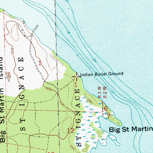 Topographic Map of Indian Burial Ground, MI