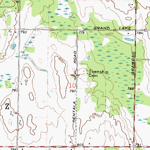 Topographic Map of Old Saint Dominic's Catholic Cemetery, MI
