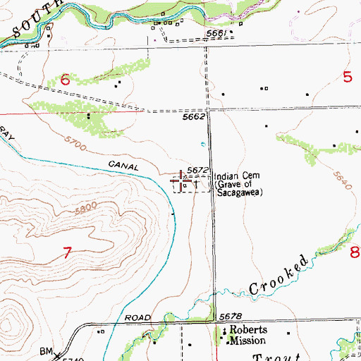 Topographic Map of Sacajawea Cemetery, WY