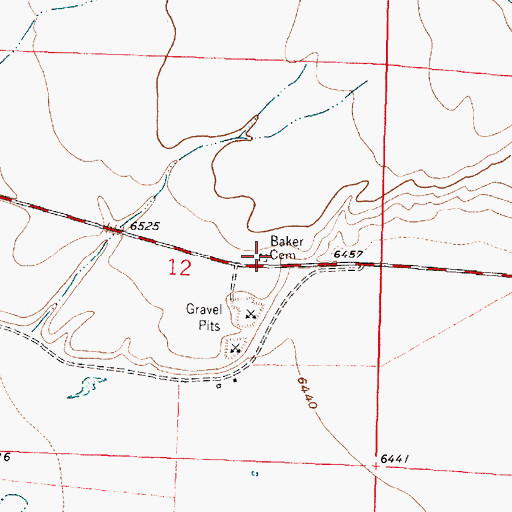 Topographic Map of Baker Cemetery, WY