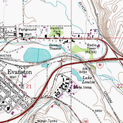 Topographic Map of Wyoming State Hospital Cemetery Upper, WY