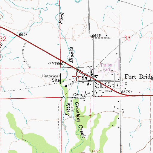 Topographic Map of Thornburgh Gravesite, WY