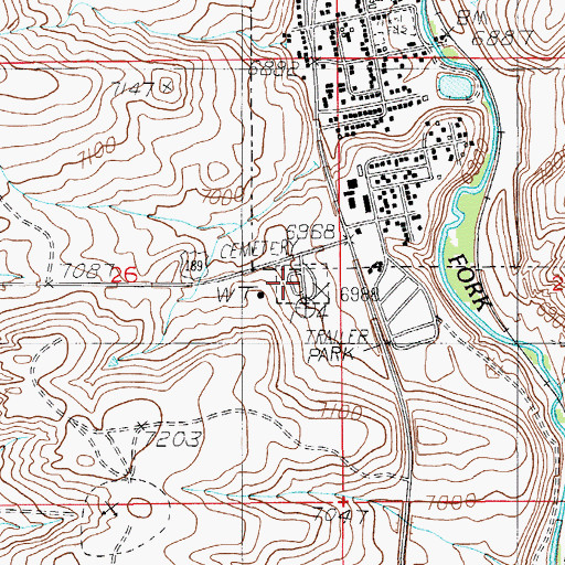 Topographic Map of South Lincoln Cemetery, WY