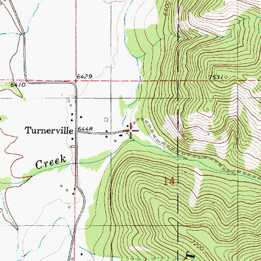 Topographic Map of Turnerville Cemetery, WY