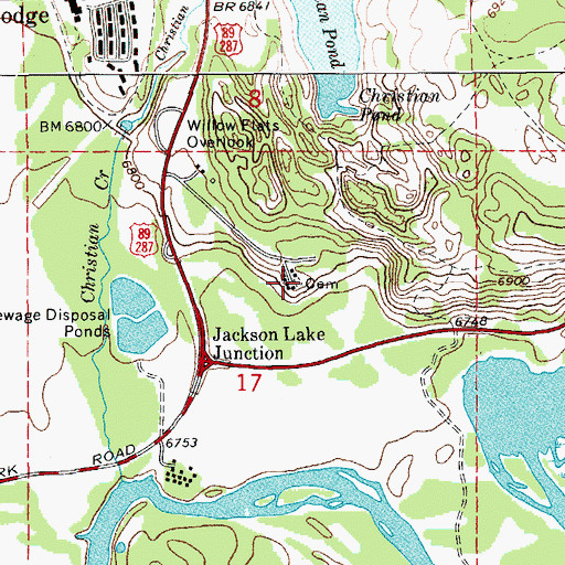 Topographic Map of Moran Cemetery, WY