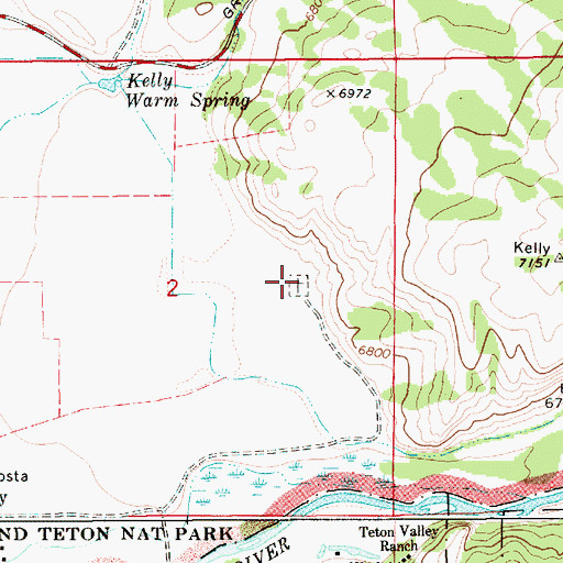 Topographic Map of Kelly Cemetery, WY