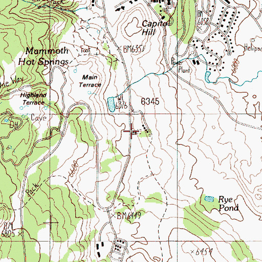 Topographic Map of Fort Yellowstone Cemetery, WY
