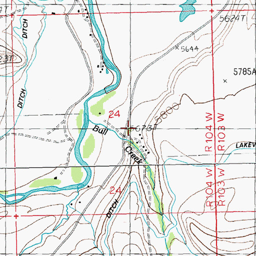 Topographic Map of Bull Creek Cemetery, WY