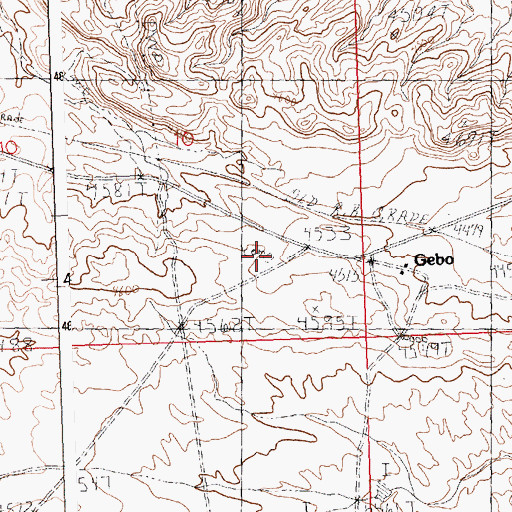 Topographic Map of Gebo Cemetery, WY