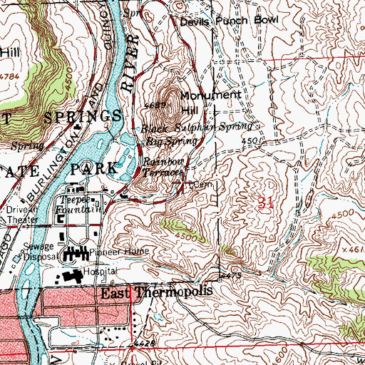 Topographic Map of Smoky Row Cemetery, WY