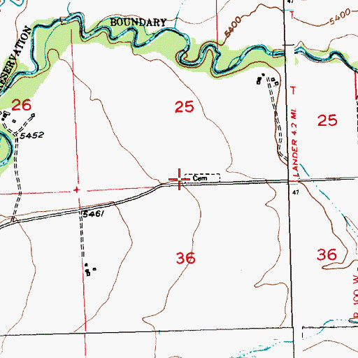 Topographic Map of North Fork Masonic Cemetery, WY