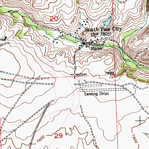 Topographic Map of South Pass City Cemetery, WY