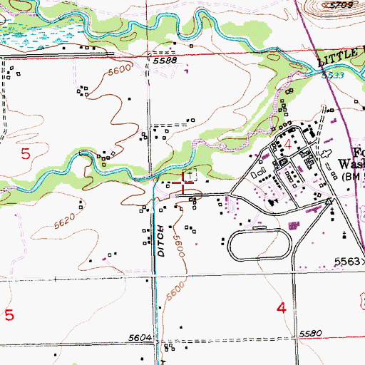 Topographic Map of Fort Washakie Cemetery, WY
