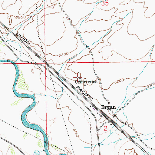 Topographic Map of Bryan Cemetery, WY