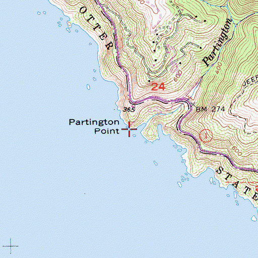 Topographic Map of Partington Cove, CA