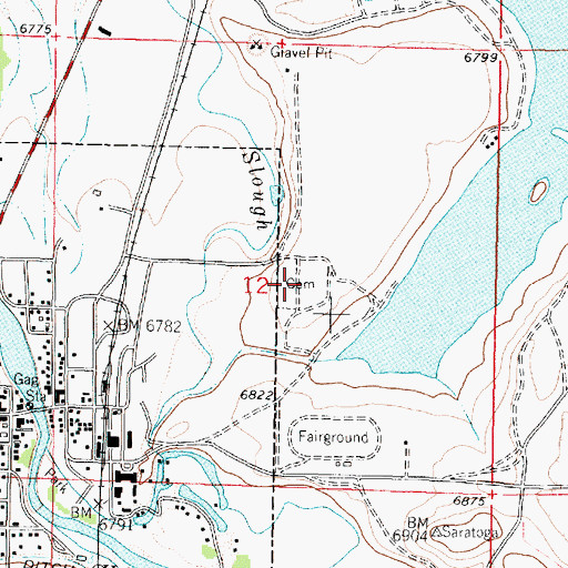Topographic Map of Saratoga Cemetery, WY