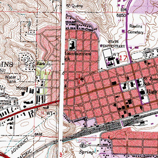 Topographic Map of Carbon County Museum Cemetery, WY
